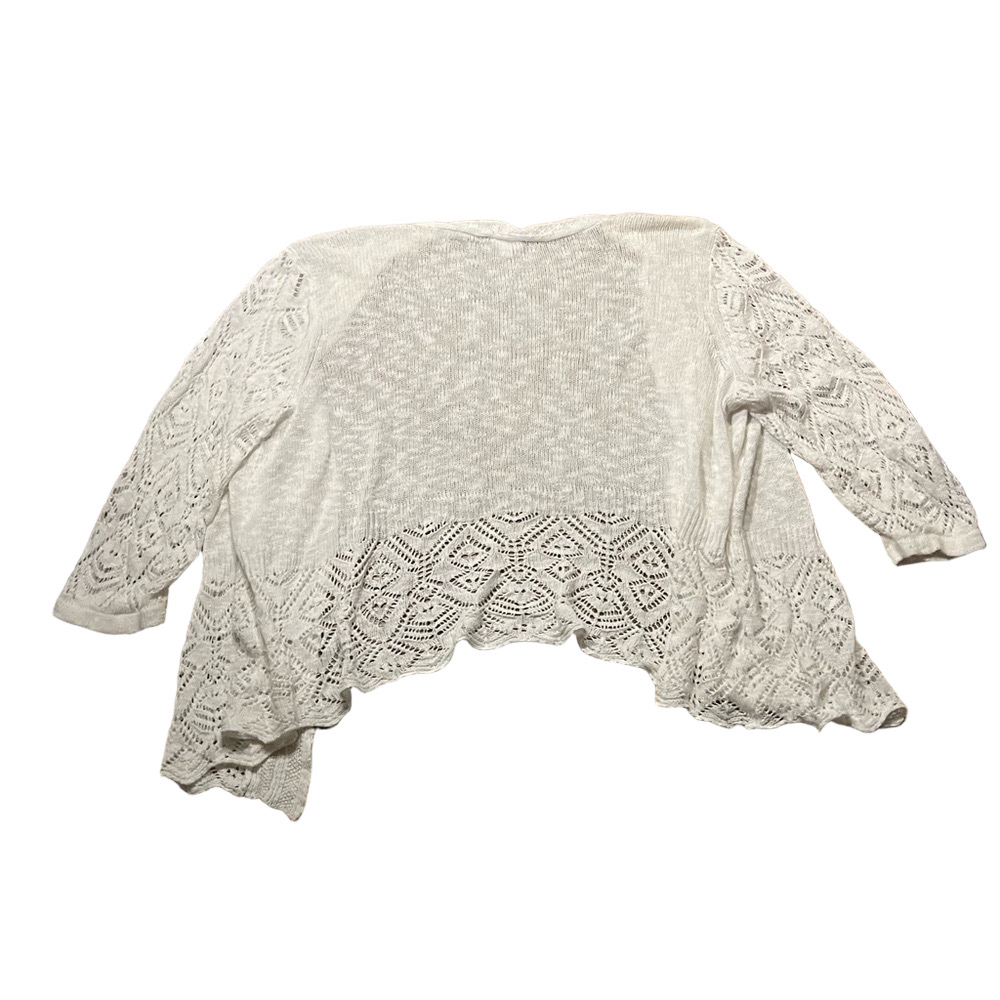 Westport Womens Open Front Cardigan Sweater Size 3X White Open Knit Waterfall - Picture 3 of 4